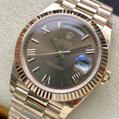Regency Weekday 40 mm Weekday Fluted Bezel Chocolate Dial 228235 5961