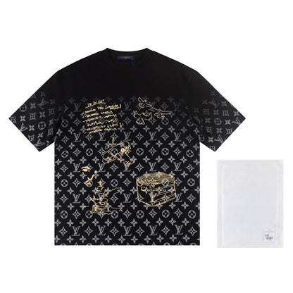 Full print splicing patch embroidery t-shirt