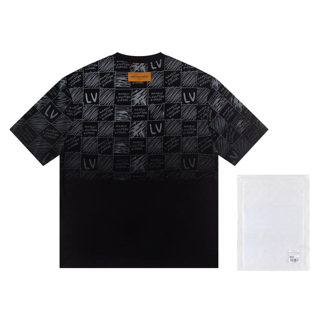 Spliced gradient print t-shirt