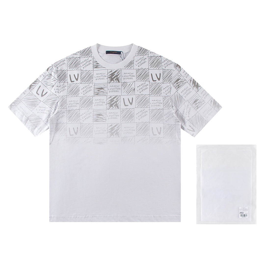 Spliced gradient print t-shirt