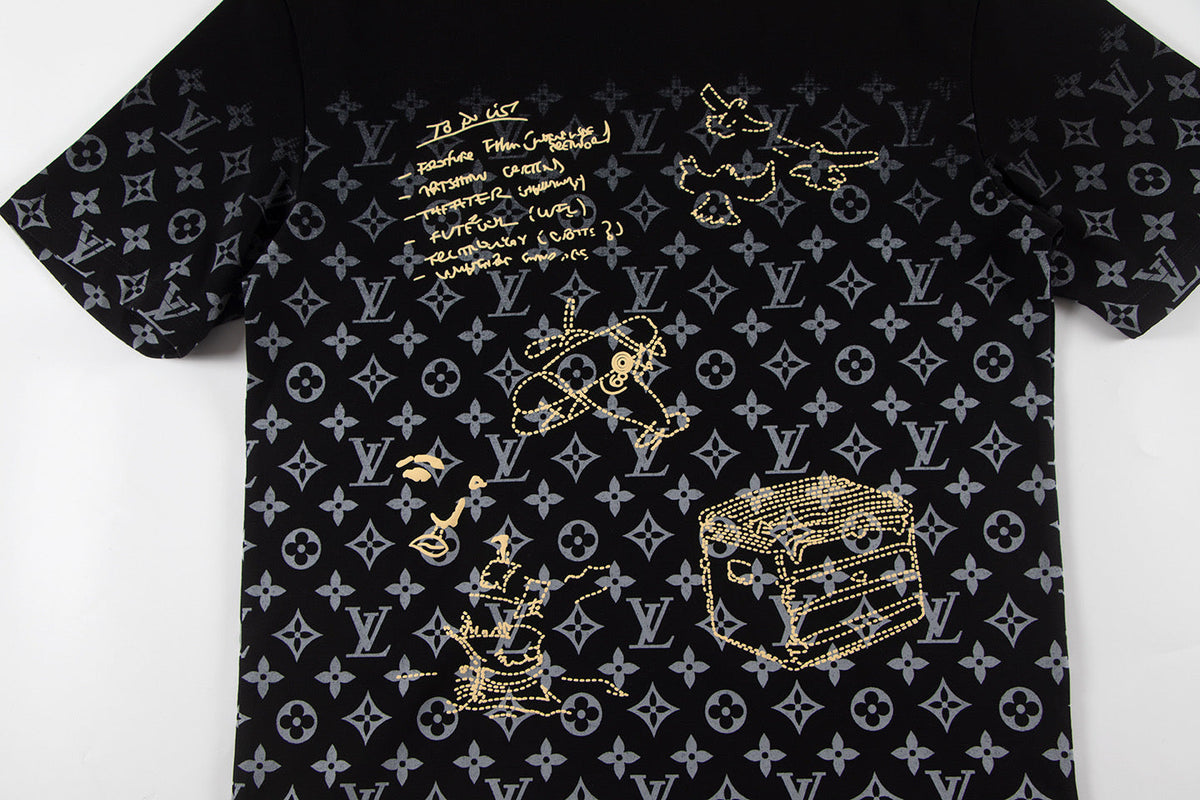 Full print splicing patch embroidery t-shirt
