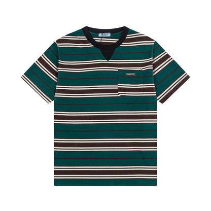 New contrasting striped embroidered T-shirt