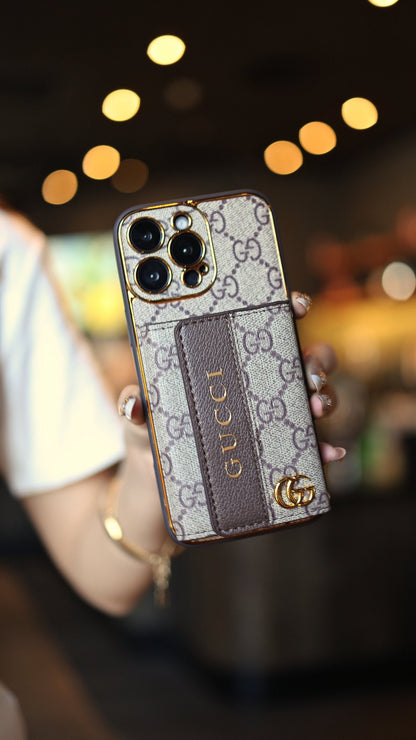Luxury Stylish iPhone Case with Card Holder & Strap