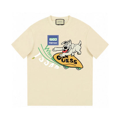 Dog in Skateboarding Printed T-Shirt - general