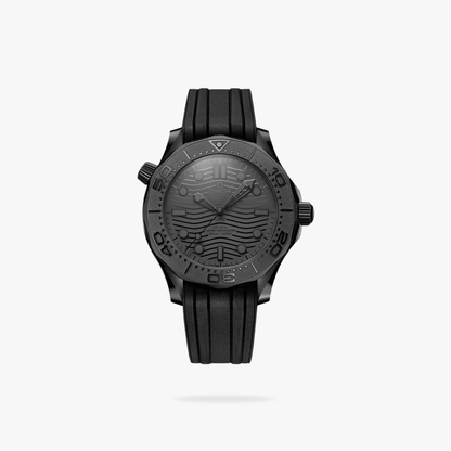 Celestial Seafarer Diver 300M 44mm Black Ceramic On Rubber Strap Black Dial 6039