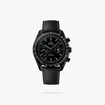 Celestial Chronograph Dark Side Of The Moon 44mm Black Ceramic On Leather Strap Black Dial 5151
