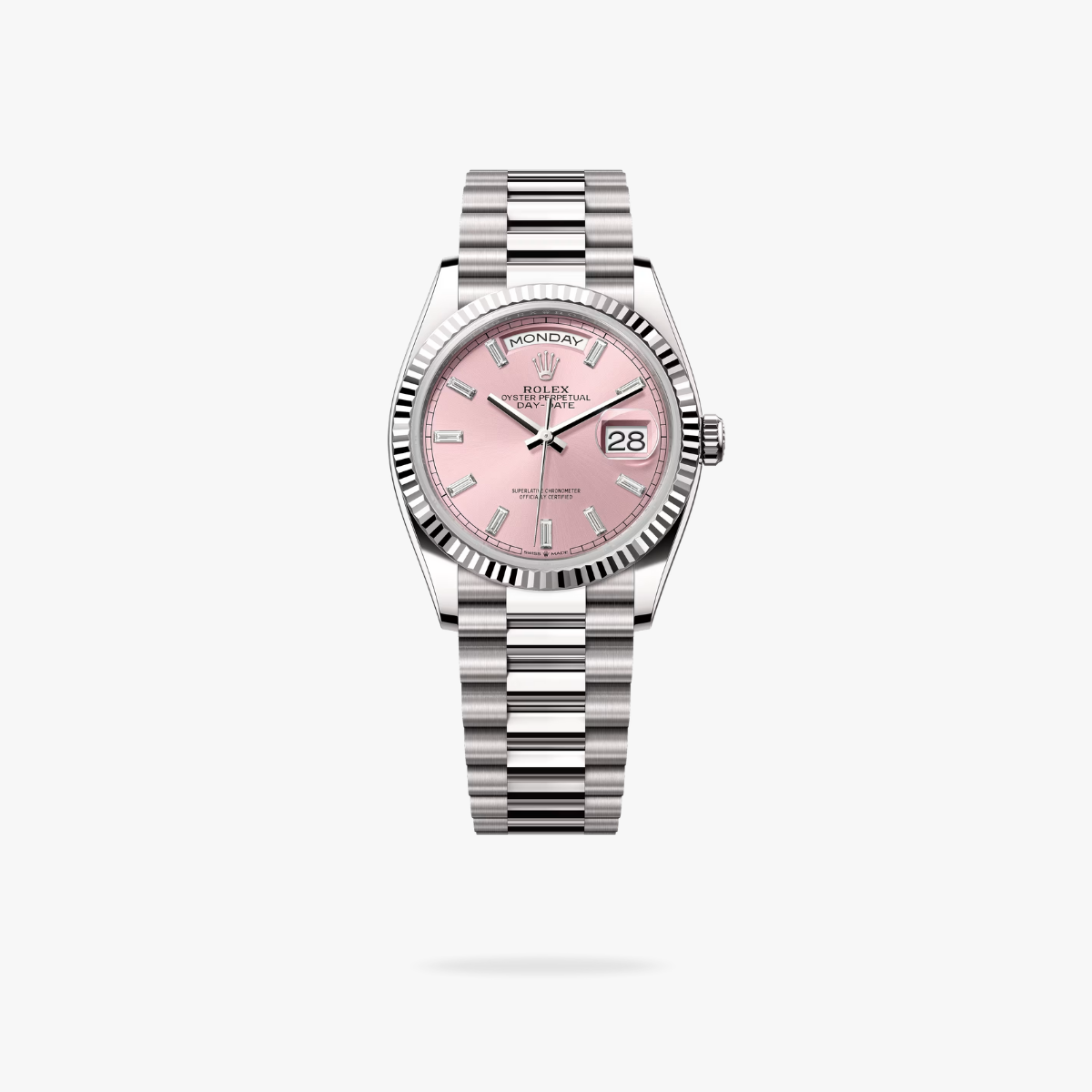 Regency Weekday 36 mm Weekday Fluted Bezel Pink Dial 128239 1481