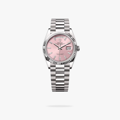 Regency Weekday 36 mm Weekday Fluted Bezel Pink Dial 128239 1481