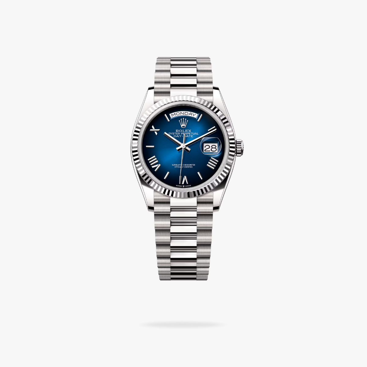 Regency Weekday 36 mm Weekday Fluted Bezel Blue ombre Dial 128239 8307