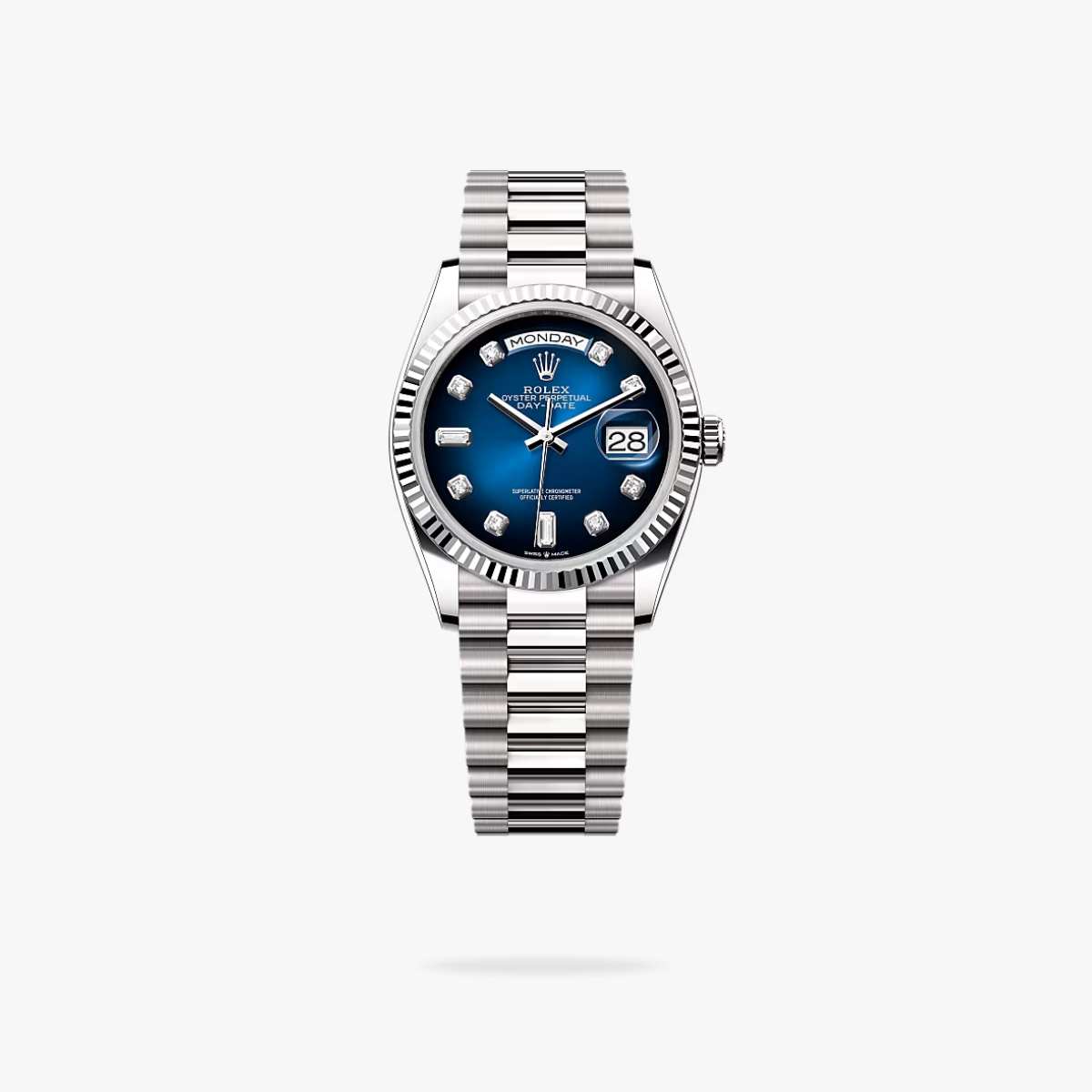 Regency Weekday 36 mm Weekday Fluted Bezel Blue ombre Dial 128239 6906