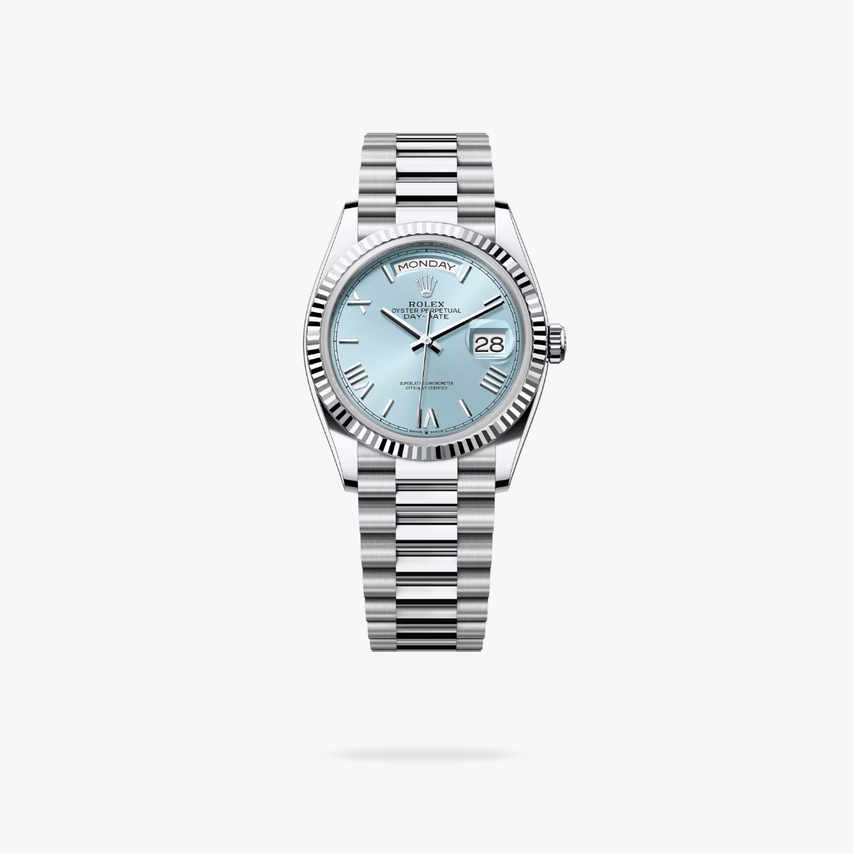 Regency Weekday 36 mm Weekday Fluted Bezel Ice blue Dial 128236 1088