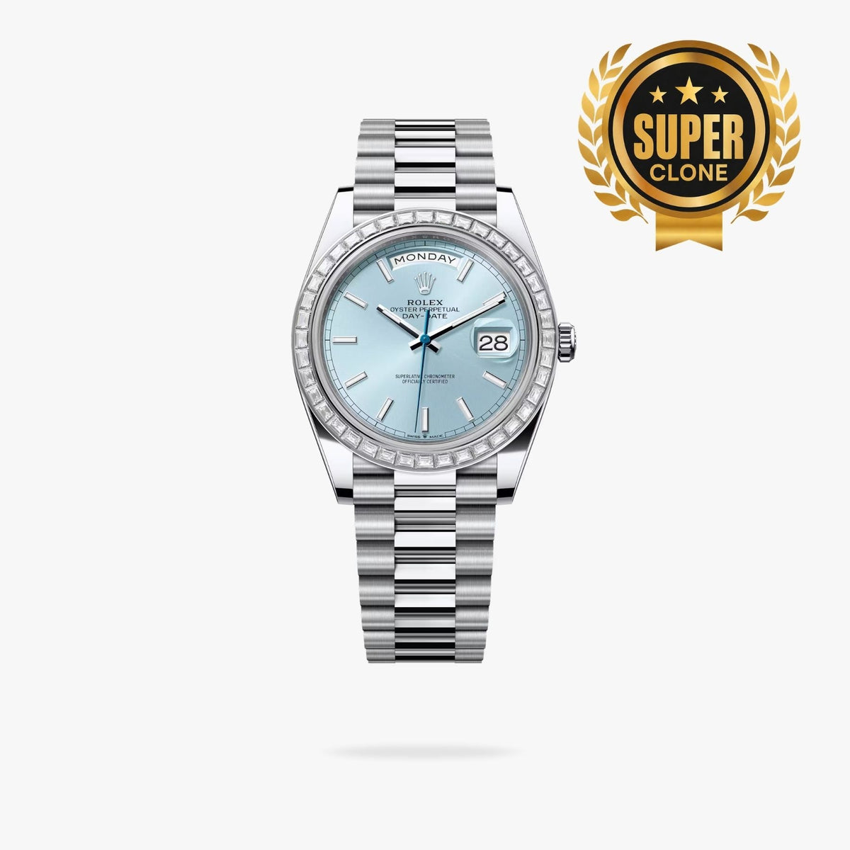 [Super Clone] Regency Weekday 40 mm Weekday Trapeze Bezel Ice blue Dial 228396TBR 7781
