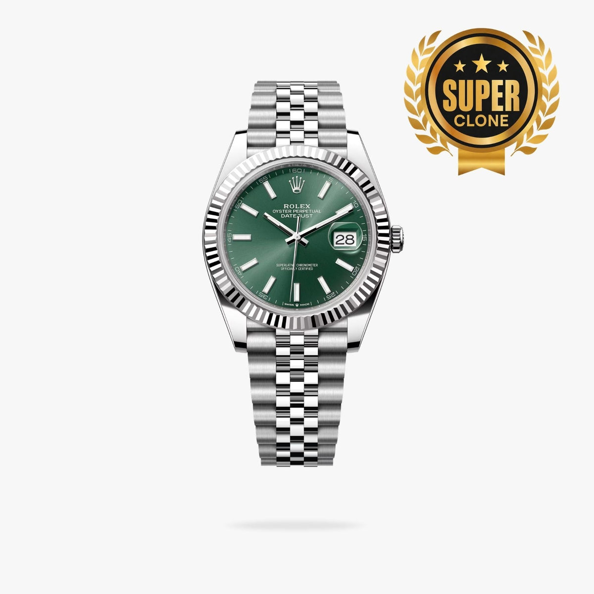 [Super Clone] Regency Classic Date 41 mm Five-Link Fluted Bezel Mint green Dial 126334 8206