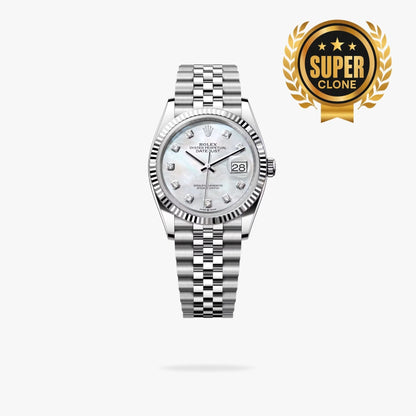 [Super Clone] Regency Classic Date 36 mm Five-Link Fluted Bezel White mother of pearl Dial 126234 6740