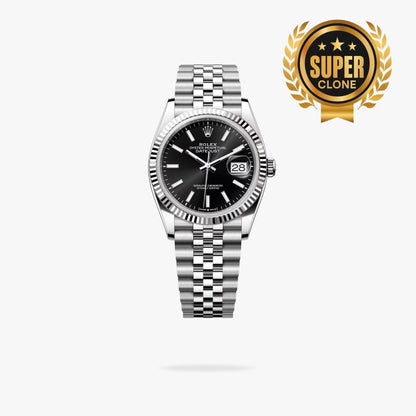[Super Clone] Regency Classic Date 36 mm Five-Link Fluted Bezel Bright black Dial 126234 9655