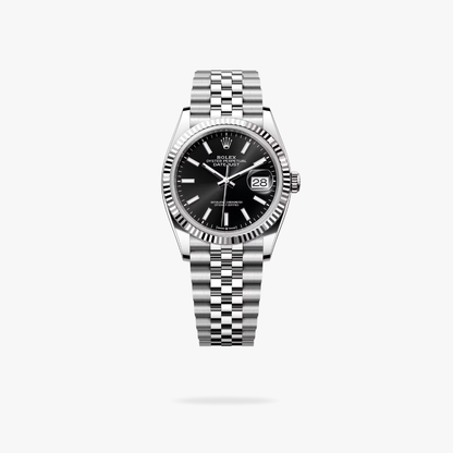 Regency Classic Date 36 mm Five-Link Fluted Bezel Bright black Dial 126234 6730