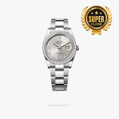 [Super Clone] Regency Classic Date 36 mm Timeless Brilliant diamond set Bezel Silver set with diamonds Dial 126284RBR 4036
