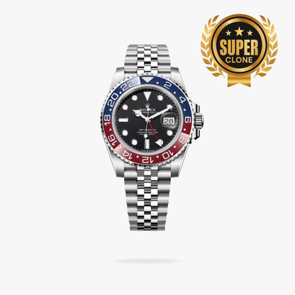 [Super Clone] Regency Traveller Traveller 40 mm Five-Link Red and blue Bezel Black Dial 126710BLRO 8790