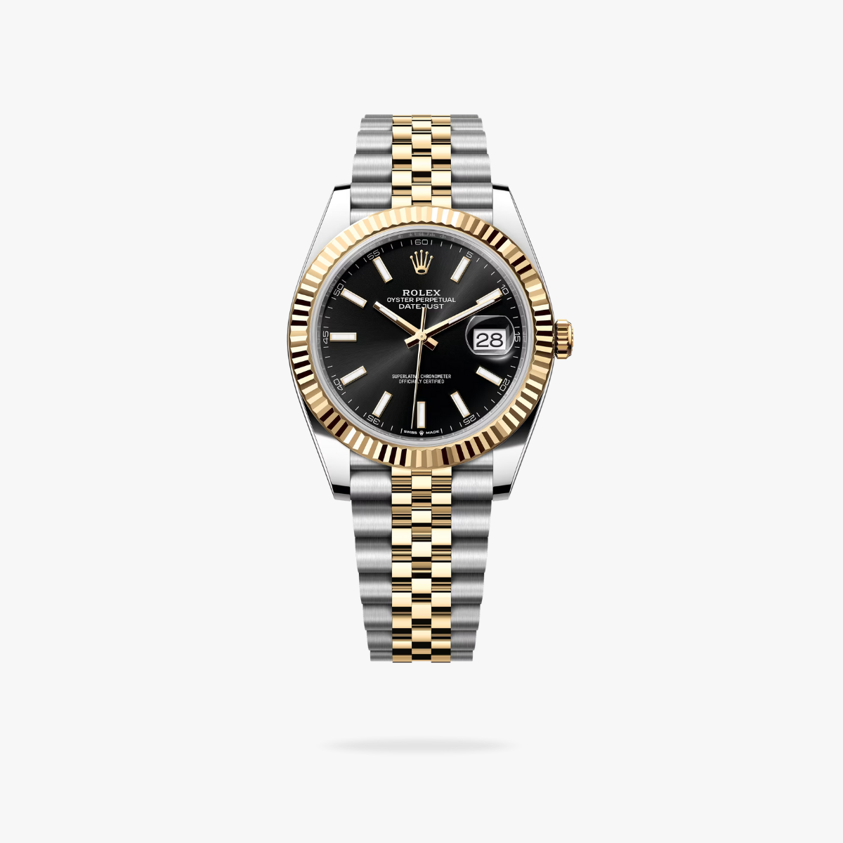 Regency Classic Date 41 mm Five-Link Fluted Bezel Bright black Dial 126333 4788