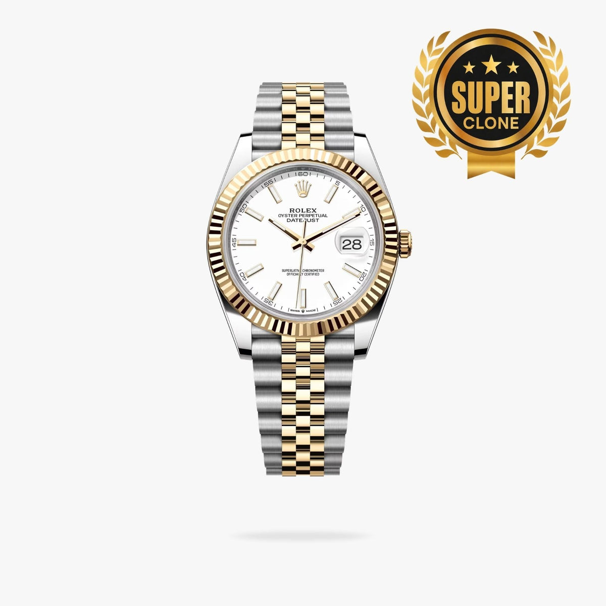 [Super Clone] Regency Classic Date 41 mm Five-Link Fluted Bezel White Dial 126333 2773