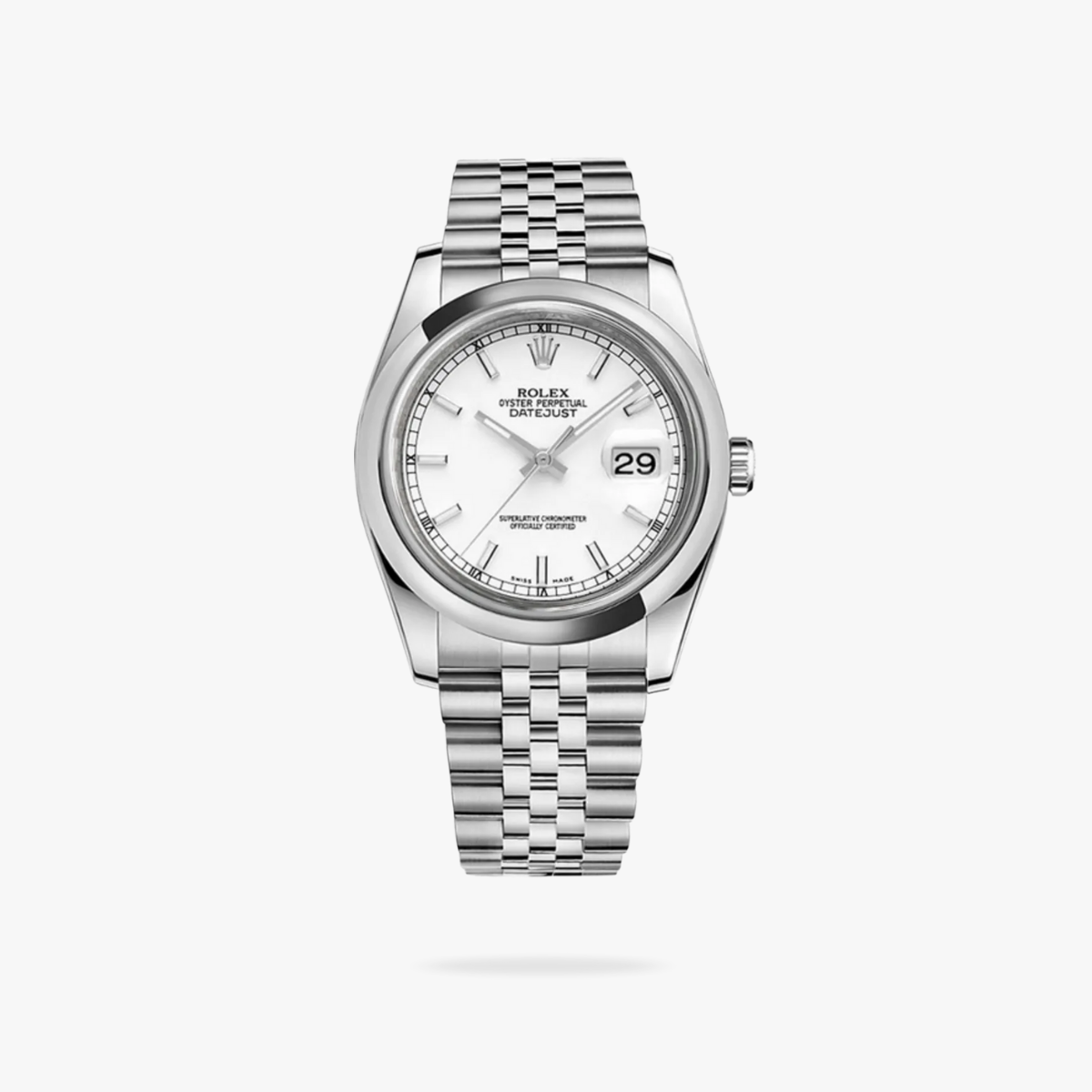 Regency Classic Date 36 mm Five-Link Domed Bezel White Dial 1168