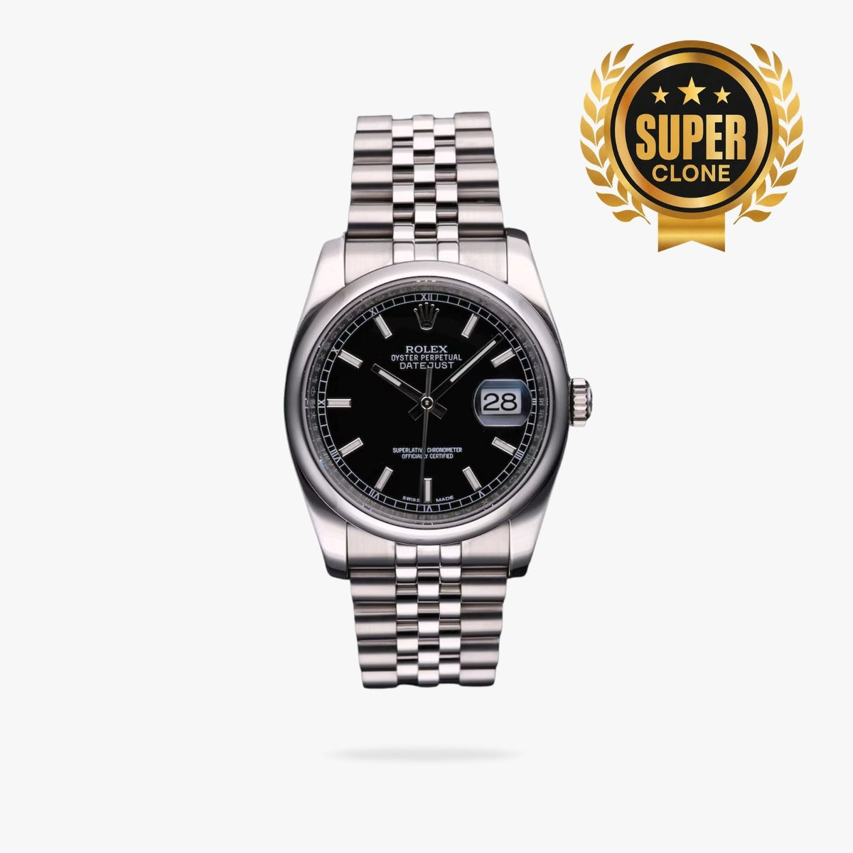 [Super Clone] Regency Classic Date 36 mm Five-Link Domed Bezel Bright black Dial 3570
