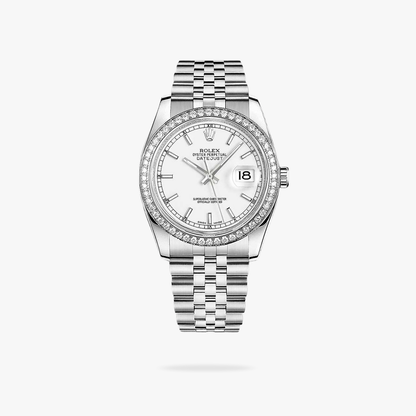 Regency Classic Date 36 mm Five-Link Brilliant diamond set Bezel White Dial 8119