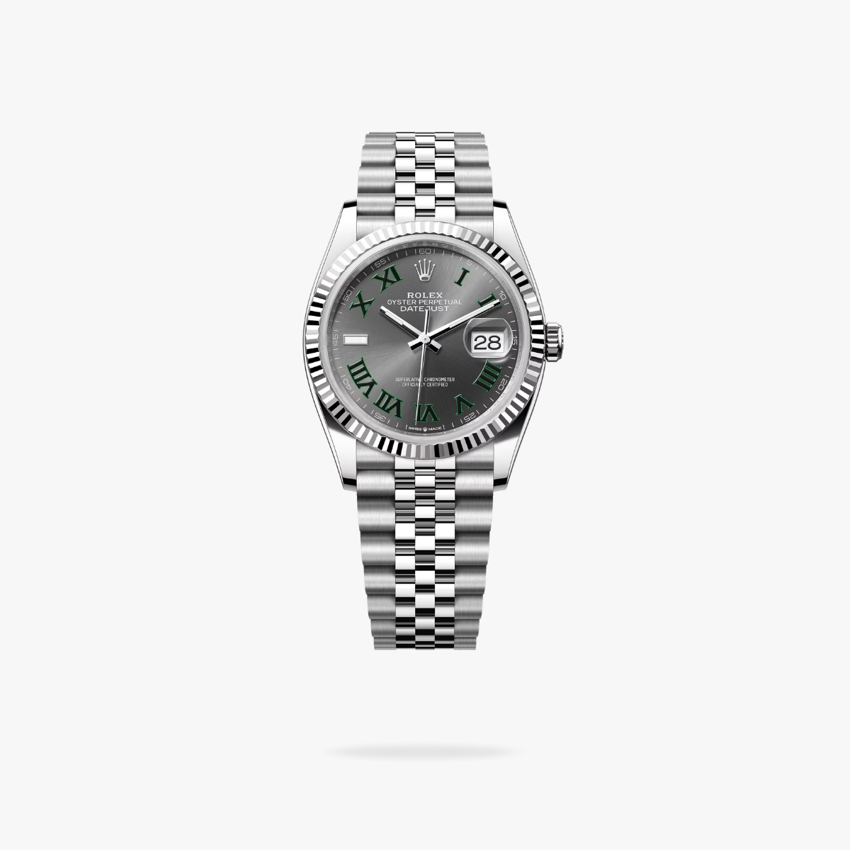 Regency Classic Date 36 mm Five-Link Fluted Bezel Slate Dial 126233 5818