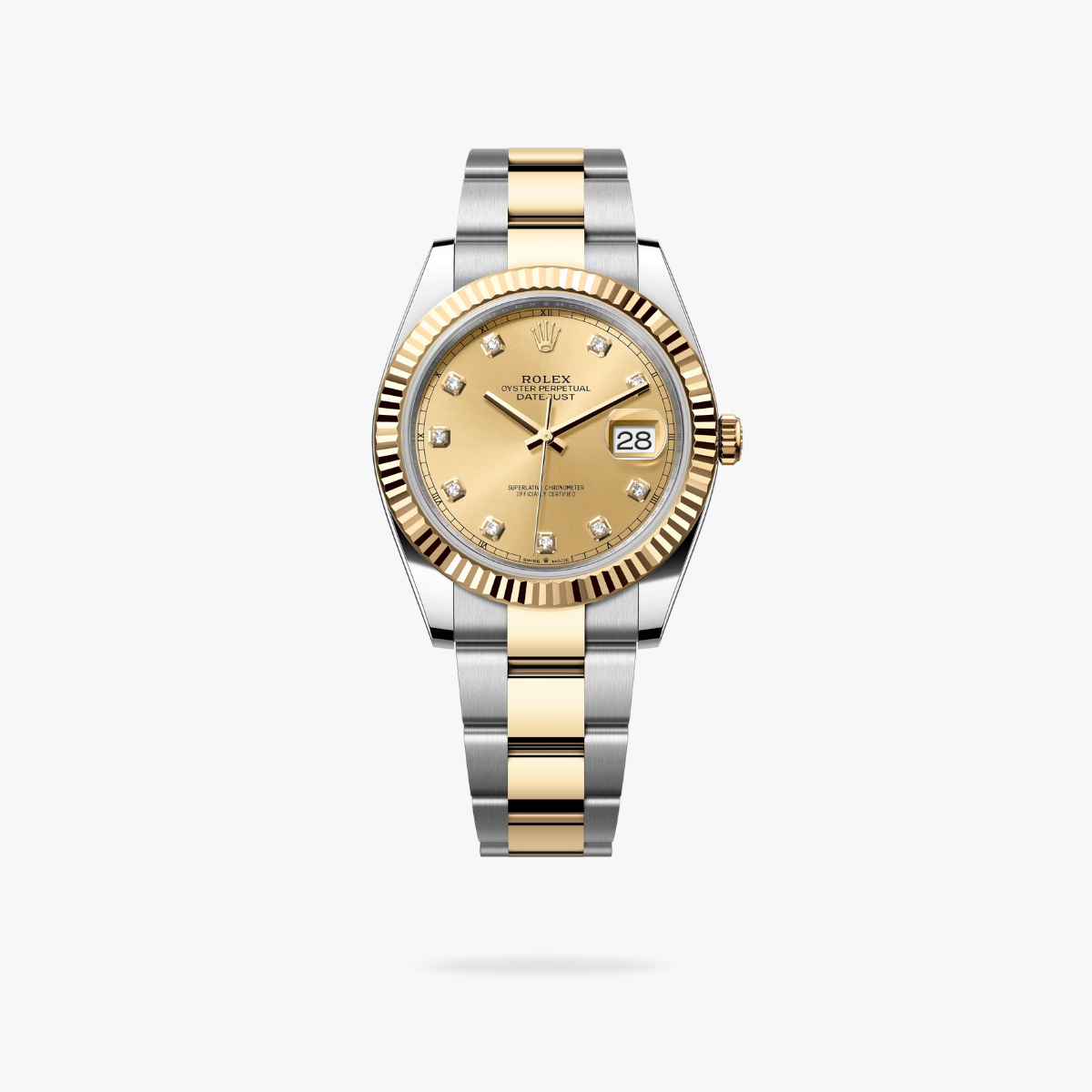 Regency Classic Date 41 mm Timeless Fluted Bezel Champagne colour set with diamonds Dial 126333 7116