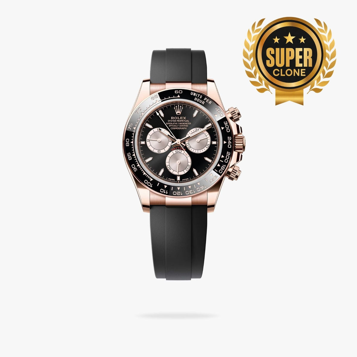 [Super Clone] Regency Racing Chronograph 40 mm Rubber Ceramic Bezel Bright black and Sundust Dial 126515LN 3594