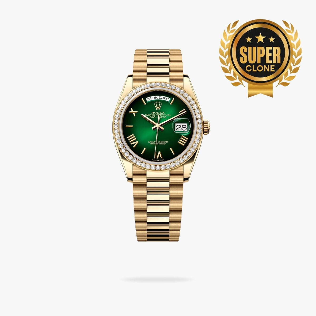 [Super Clone] Regency Weekday 36 mm Weekday Brilliant diamond set Bezel Blue ombre Dial 128238 2380