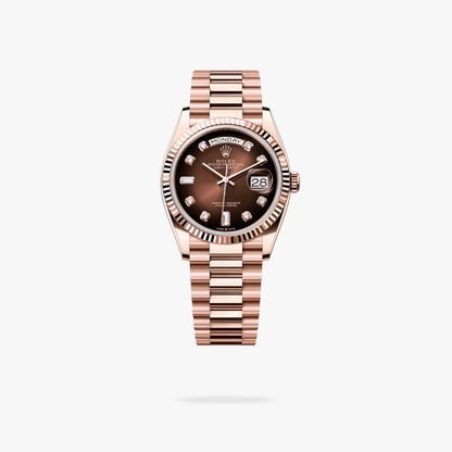 Regency Weekday 36 mm Weekday Fluted Bezel Brown ombre set with diamonds Dial 128235 1235