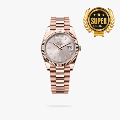 [Super Clone] Regency Weekday 40 mm Weekday Fluted Bezel Sundust set with diamonds Dial 228235 2836