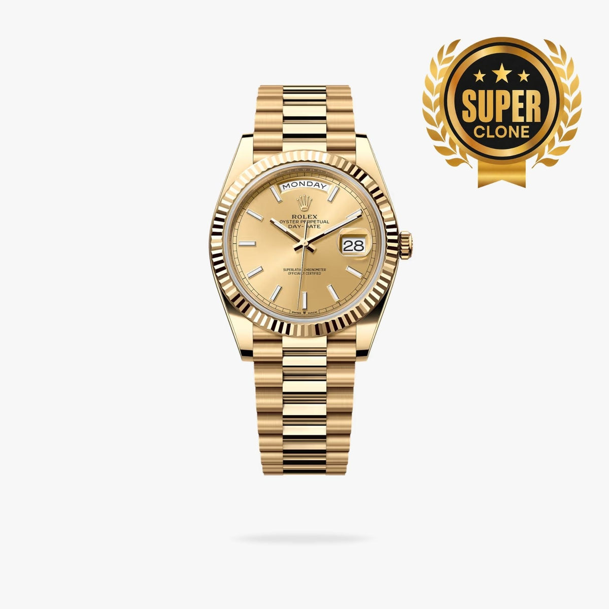 [Super Clone] Regency Weekday 40 mm Weekday Fluted Bezel Champagne colour Dial 228238 8236