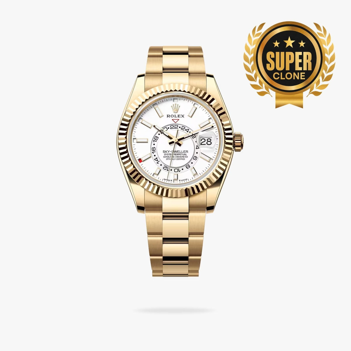 [Super Clone] Regency Dual Time 42 mm Timeless Fluted Bezel Intense white Dial 336938 8921
