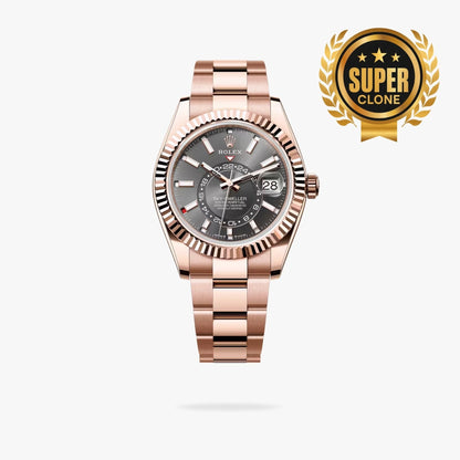 [Super Clone] Regency Dual Time 42 mm Timeless Fluted Bezel Slate Dial 336935 3727