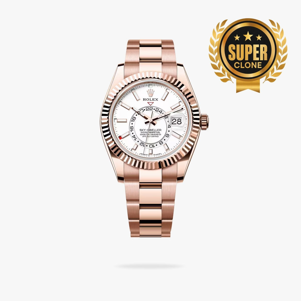 [Super Clone] Regency Dual Time 42 mm Timeless Fluted Bezel Intense white Dial 336935 8078