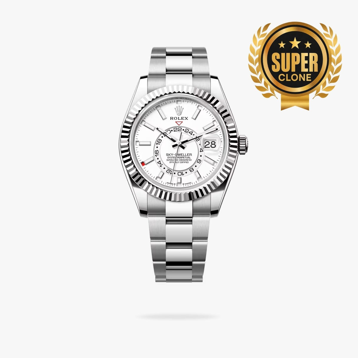 [Super Clone] Regency Dual Time 42 mm Timeless Fluted Bezel Intense white Dial 336934 6970