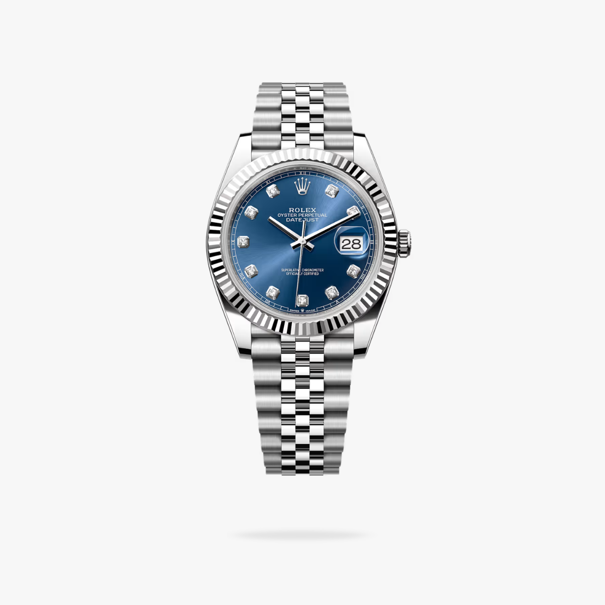 Regency Classic Date 41 mm Timeless Fluted Bezel Bright blue set with diamonds Dial 126334 9205