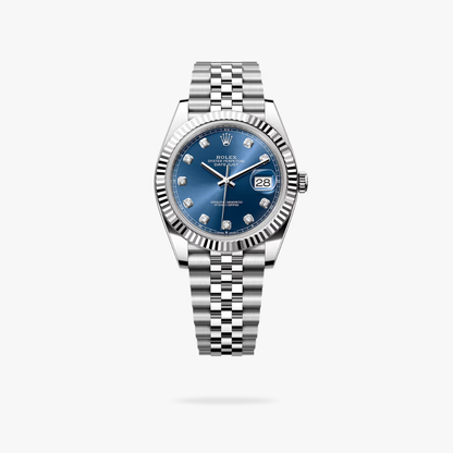 Regency Classic Date 41 mm Timeless Fluted Bezel Bright blue set with diamonds Dial 126334 9205