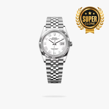 [Super Clone] Regency Classic Date 36 mm Five-Link Fluted Bezel White Dial 126234 8923