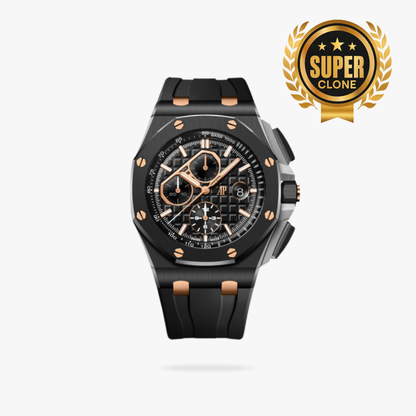 [Super Clone] Prestige Atelier Coastal Sport Chronograph 44mm Black Dial Black Ceramic Rose Gold 2142
