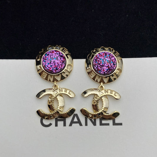 Shining Starry CC Letter Earrings