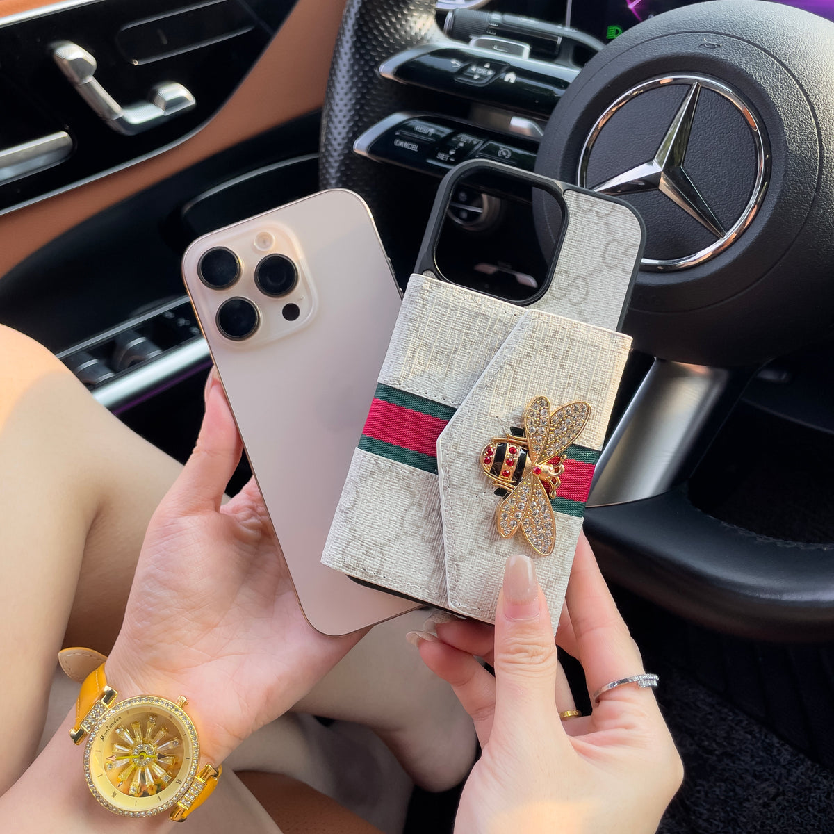 GG Advanced Crossbody iPhone Case with Card Holder & Shoulder Strap