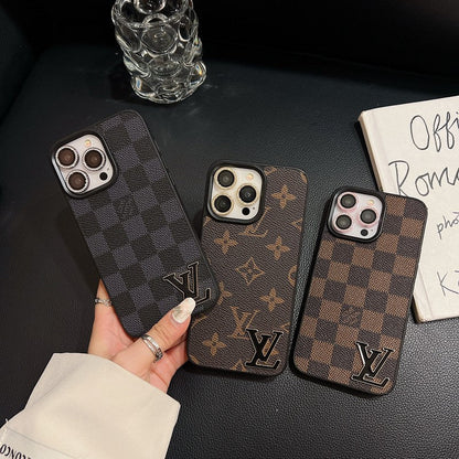 Lou Black Logo Leather iPhone Case