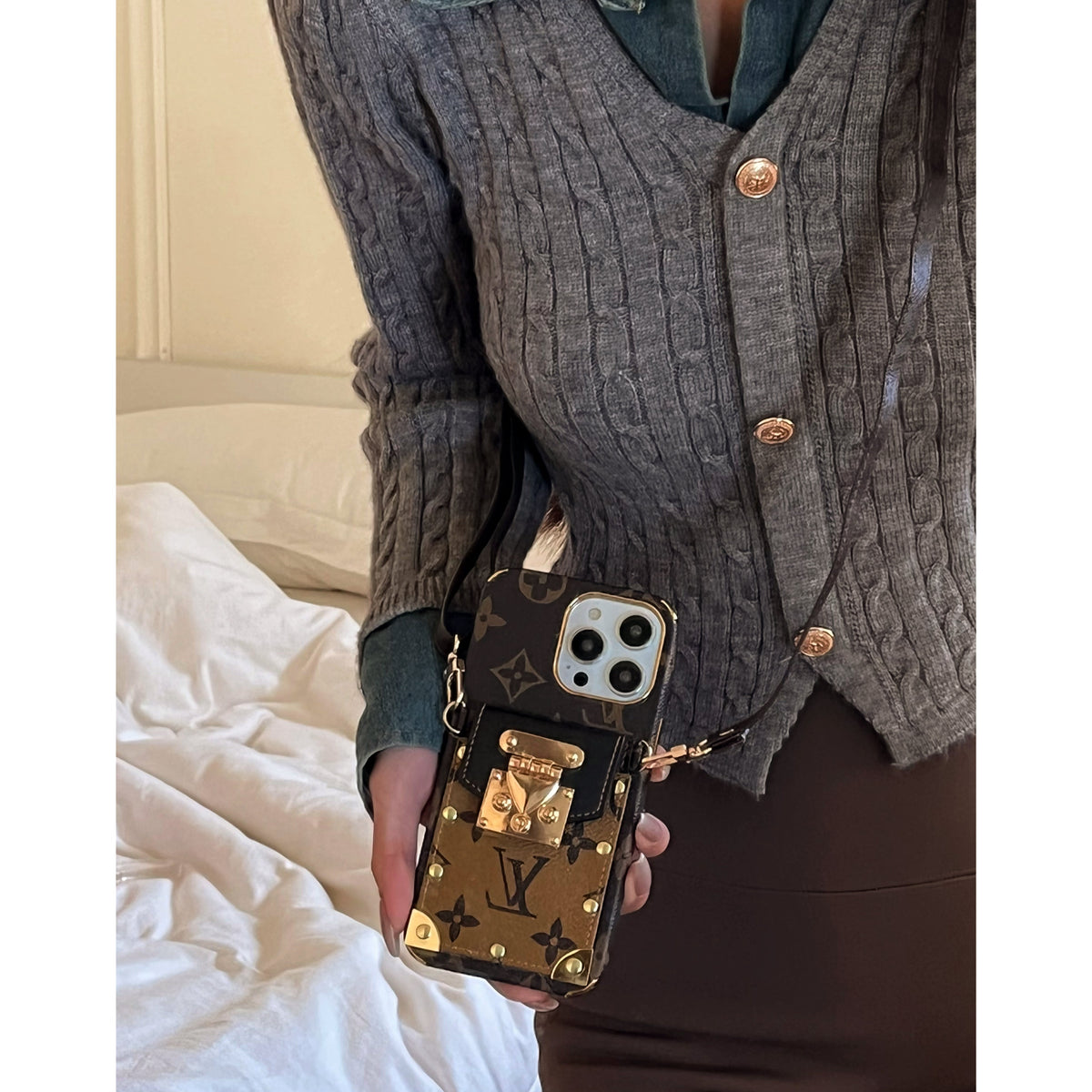 Lou Chain Leather iPhone Case