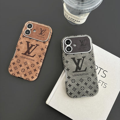 Lou Brown & Black Color Leather iPhone Case