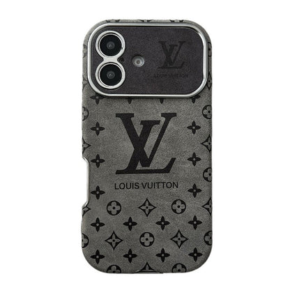Lou Brown & Black Color Leather iPhone Case
