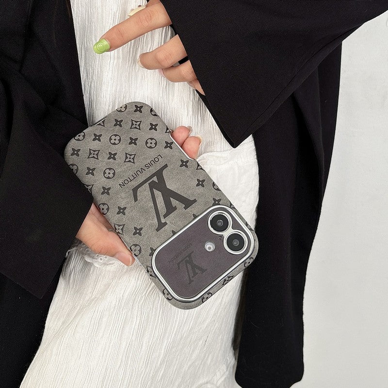 Lou Brown & Black Color Leather iPhone Case