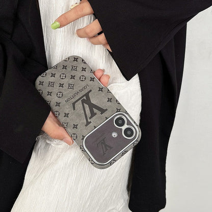 Lou Brown & Black Color Leather iPhone Case